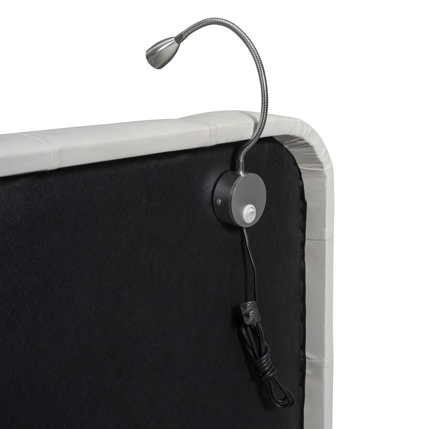 Queen Size Upholstered Platform Bed With 2 Reading Lights - White - The Sleep Loft - Online Mattress Showroom NYC