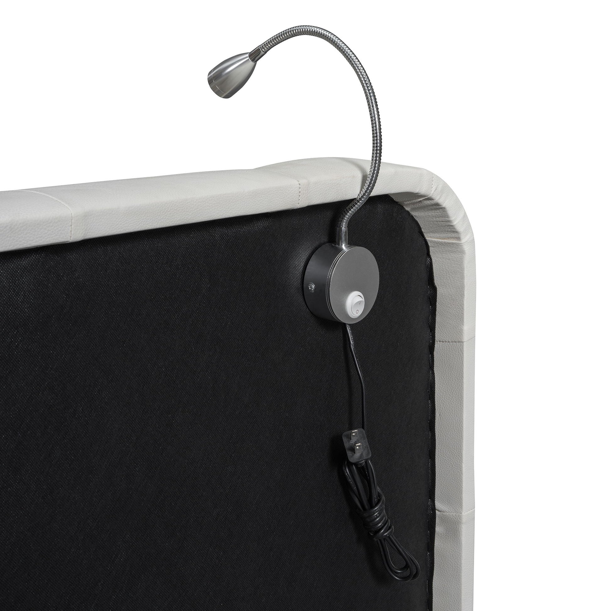 Queen Size Upholstered Platform Bed With 2 Reading Lights - White - The Sleep Loft - Online Mattress Showroom NYC