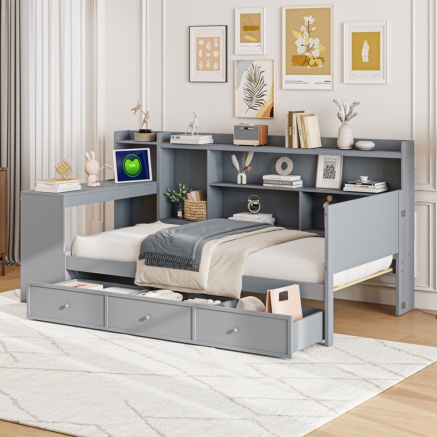 Daybed With 3 Drawers USB Ports And Desk - The Sleep Loft - Online Mattress Showroom NYC