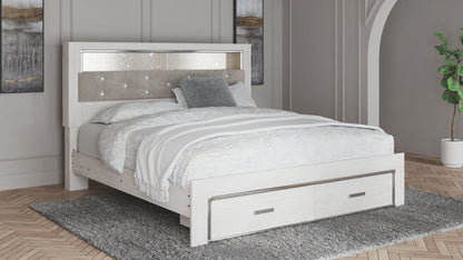 Altyra - King Upholstered Bookcase Bed With Storage - White - The Sleep Loft - Online Mattress Showroom NYC