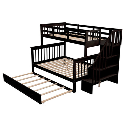 Bunk Bed With Twin Size Trundle, Storage And Guard Rail For Bedroom - The Sleep Loft - Online Mattress Showroom NYC