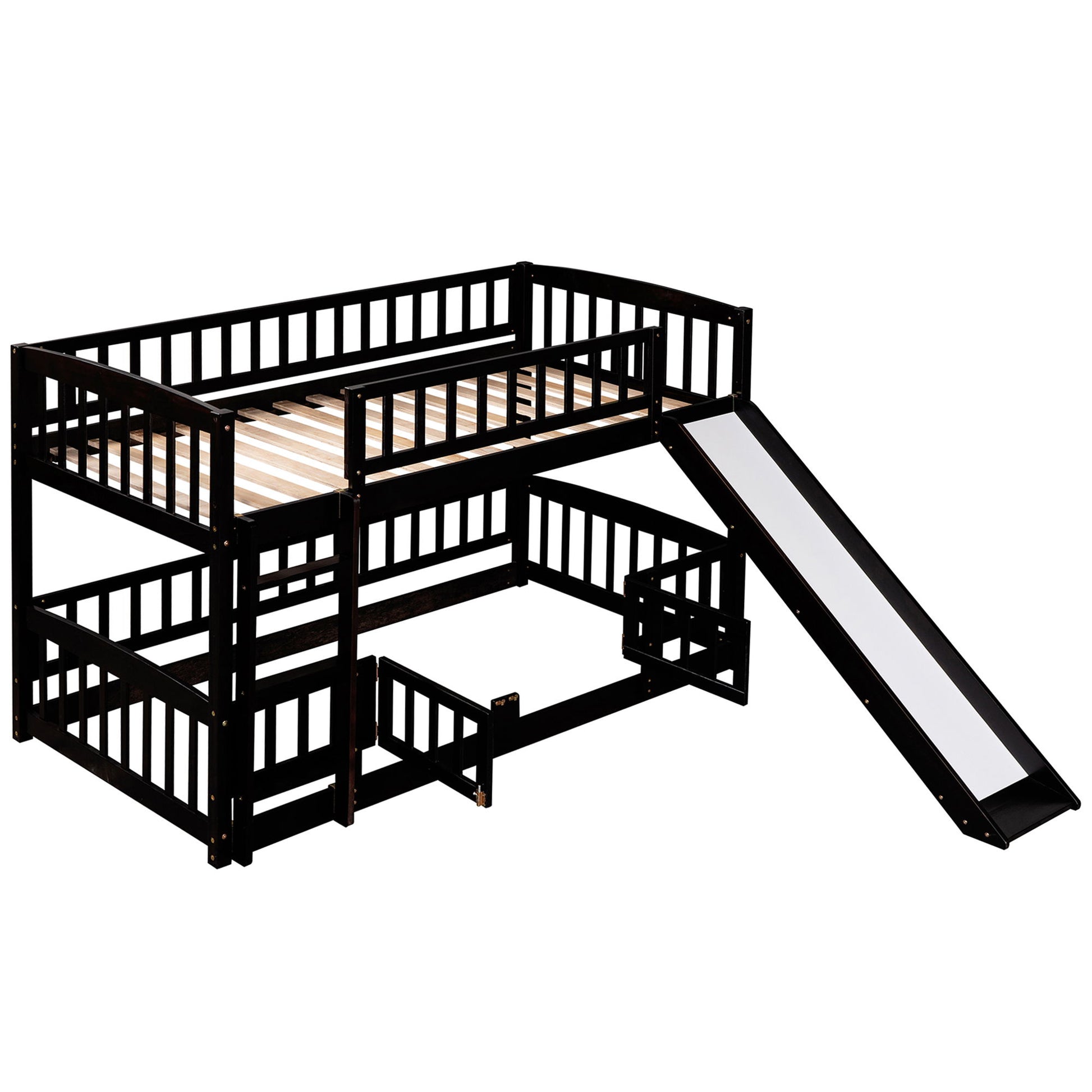Low Bunk Bed With Slide, Fence And Ladder - The Sleep Loft - Online Mattress Showroom NYC