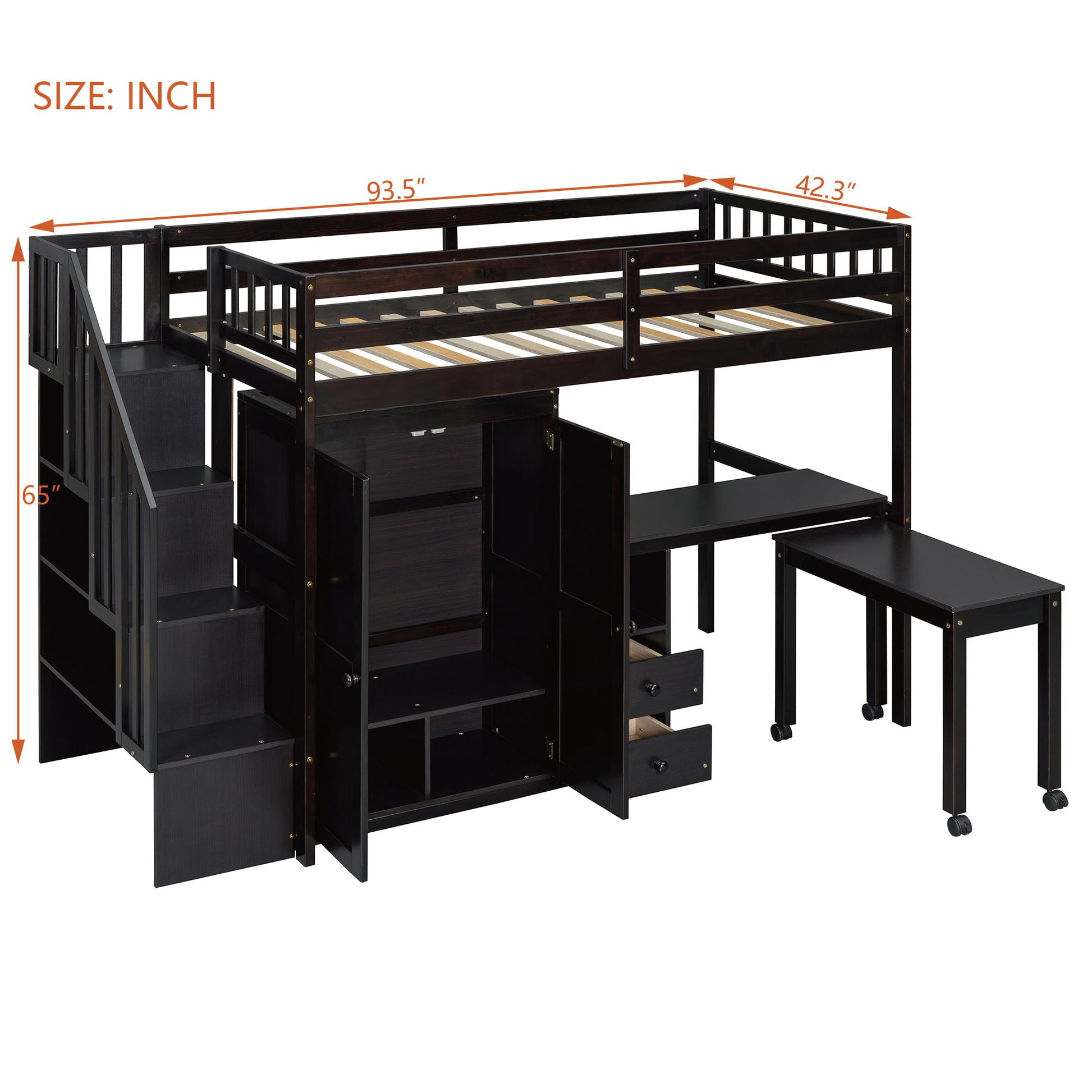 Loft Bed With Stairs, Bookshelf, Drawers, Desk & Wardrobe, Space Saving Multifunctional Furniture - The Sleep Loft - Online Mattress Showroom NYC