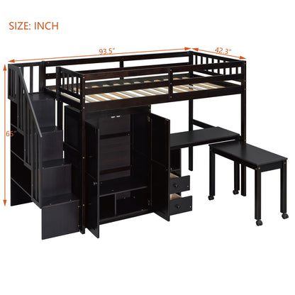 Loft Bed With Stairs, Bookshelf, Drawers, Desk & Wardrobe, Space Saving Multifunctional Furniture - The Sleep Loft - Online Mattress Showroom NYC