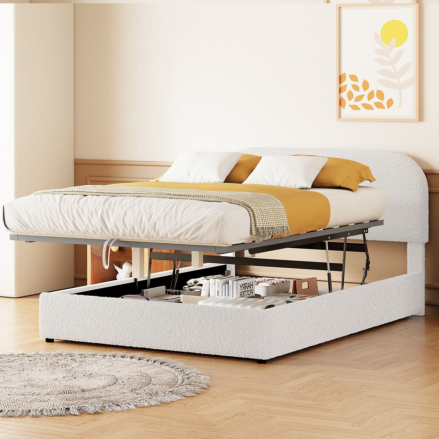 Upholstered Platform Bed With Hydraulic Storage System - The Sleep Loft - Online Mattress Showroom NYC