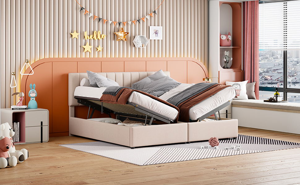 Upholstered Platform Bed With A Hydraulic Storage System - The Sleep Loft - Online Mattress Showroom NYC