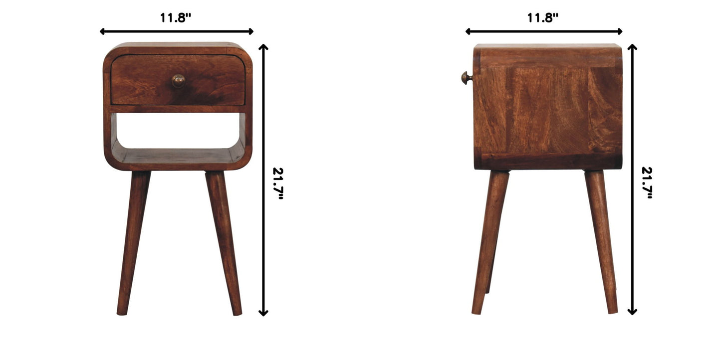 Mini California Curved Nightstand Wth Lower Slot - The Sleep Loft - Online Mattress Showroom NYC