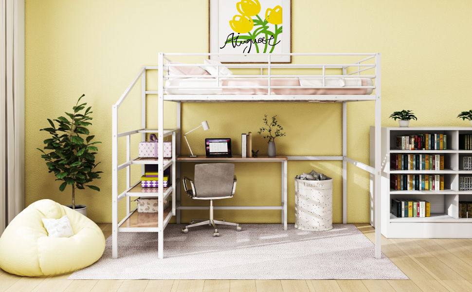 Loft Bed With Desk And Lateral Storage Ladder - The Sleep Loft - Online Mattress Showroom NYC