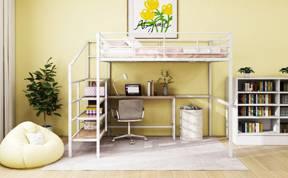 Loft Bed With Desk And Lateral Storage Ladder - The Sleep Loft - Online Mattress Showroom NYC