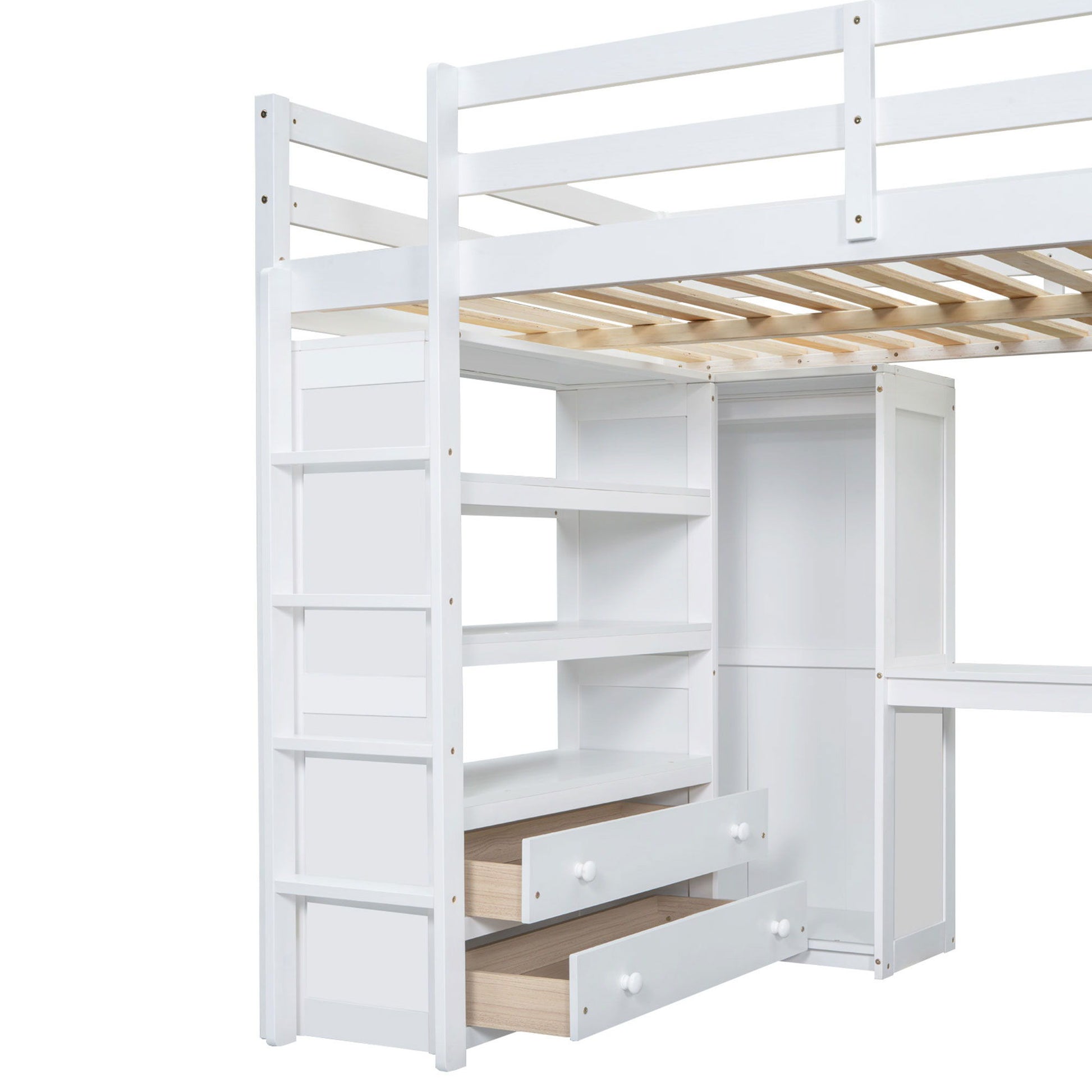 Loft Bed With Built In Wardrobe, Desk, Shelves And Drawers - The Sleep Loft - Online Mattress Showroom NYC