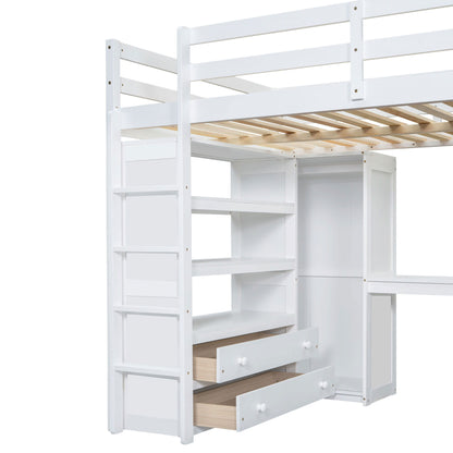 Loft Bed With Built In Wardrobe, Desk, Shelves And Drawers - The Sleep Loft - Online Mattress Showroom NYC