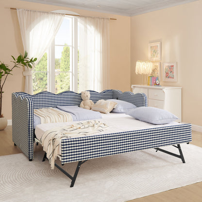 Gingham Daybed With USB Charging Port, Wave-Shaped Design - The Sleep Loft - Online Mattress Showroom NYC