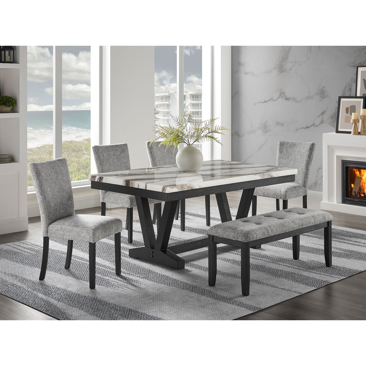 Oceanic - Dining Bench - Gray - The Sleep Loft - Online Mattress Showroom NYC