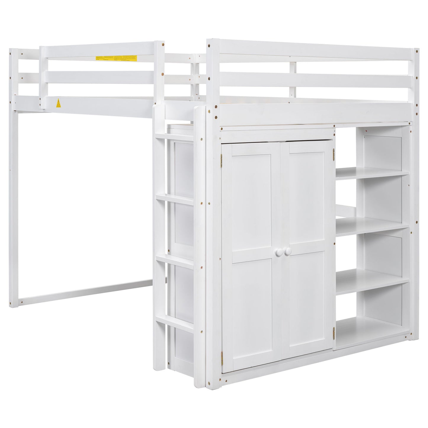 Loft Bed With Built In Wardrobe, Storage Shelves, And LED Light - The Sleep Loft - Online Mattress Showroom NYC