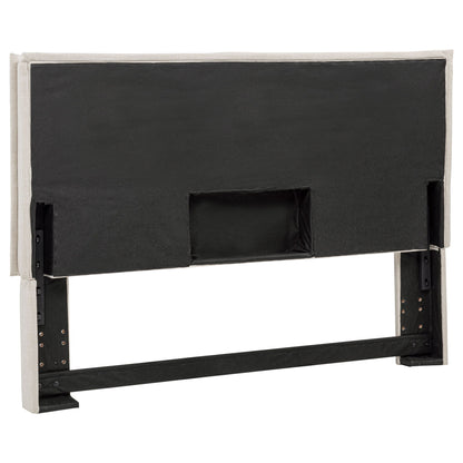 Queen / Full Size Upholstered Headboard With Flange Details - Sand