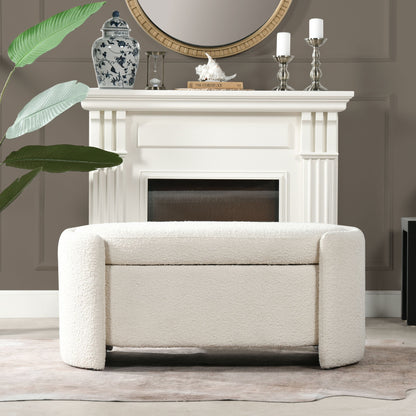Fuji - Oval Storage Bench, Upholstered - Ivory White - The Sleep Loft - Online Mattress Showroom NYC