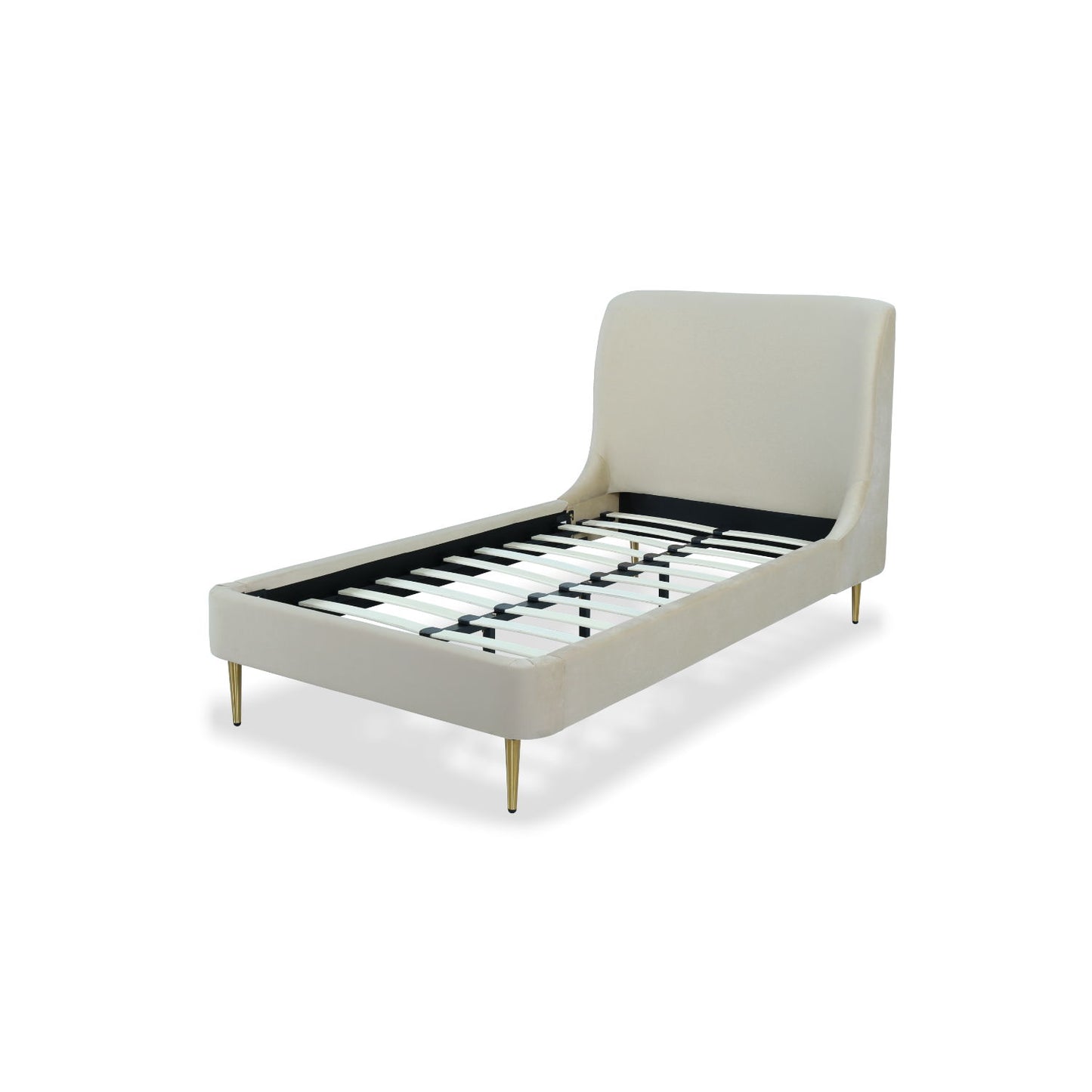 Mid-Century Modern Upholstered Bed With Curved Headboard - The Sleep Loft - Online Mattress Showroom NYC