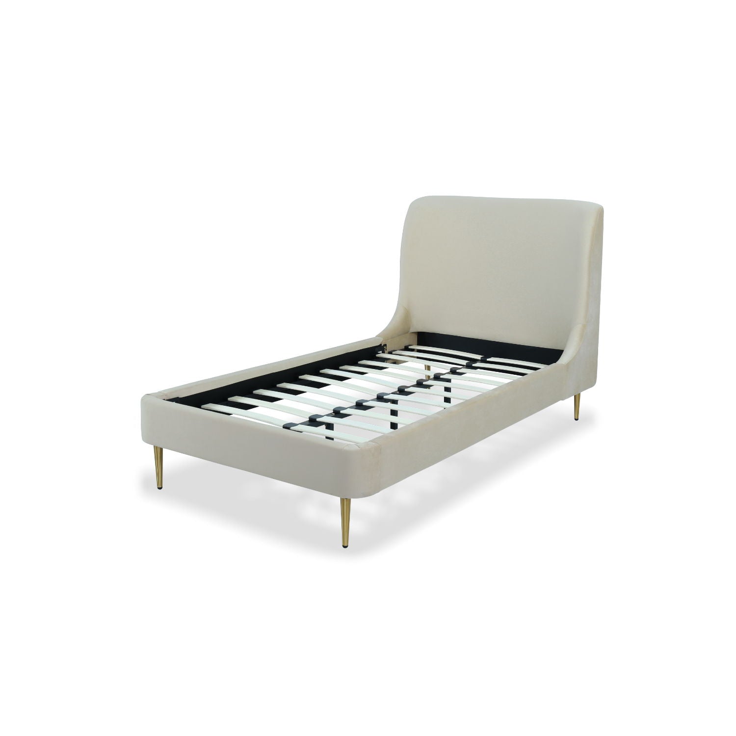 Mid-Century Modern Upholstered Bed With Curved Headboard - The Sleep Loft - Online Mattress Showroom NYC
