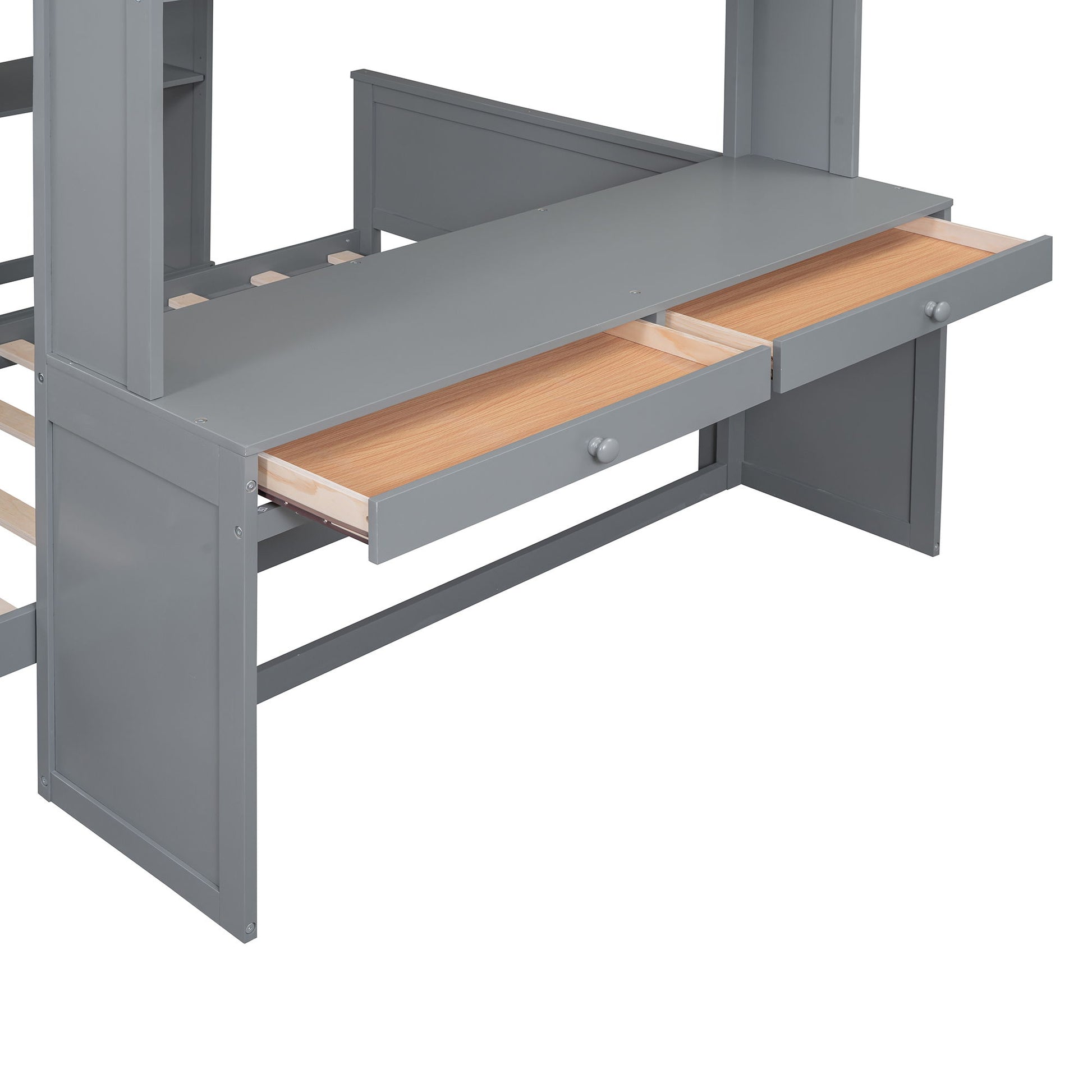 Loft Bed With A Twin Size Standalone Bed, Shelves, Desk, And Wardrobe - The Sleep Loft - Online Mattress Showroom NYC