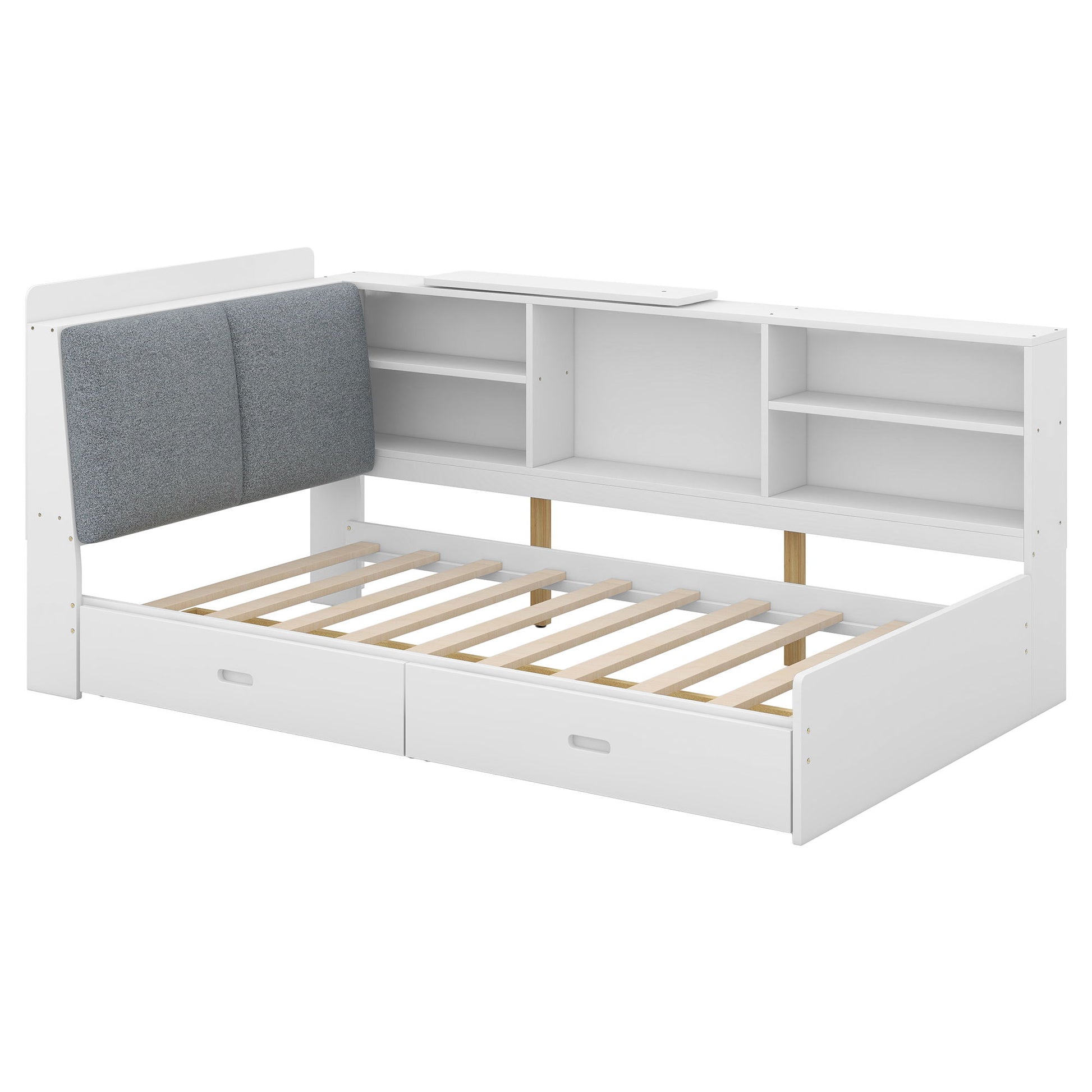 Platform Bed With Storage Headboard, Shelves And 2 Drawers - The Sleep Loft - Online Mattress Showroom NYC