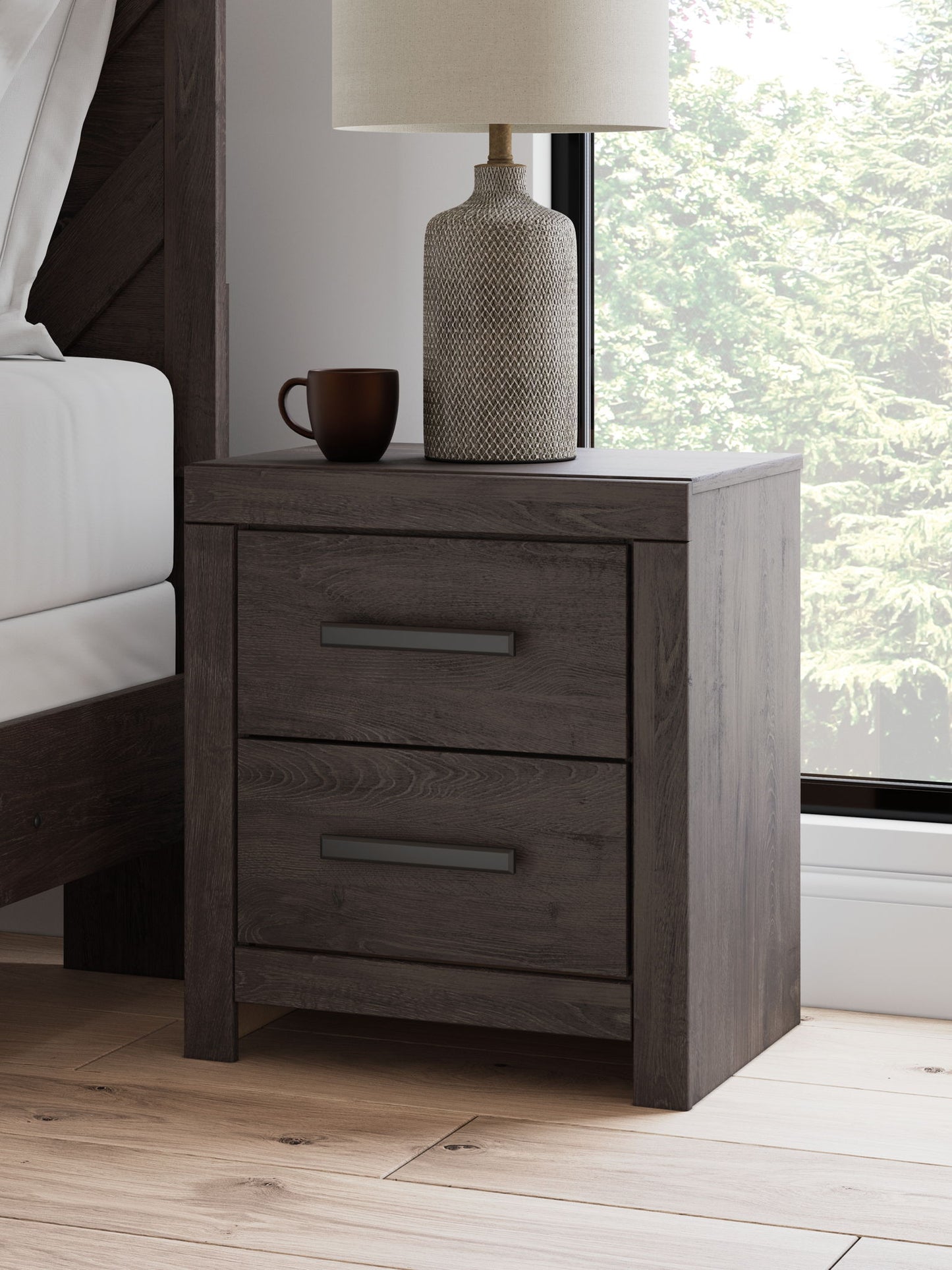 Prendonea - Two Drawer Night Stand - Charcoal