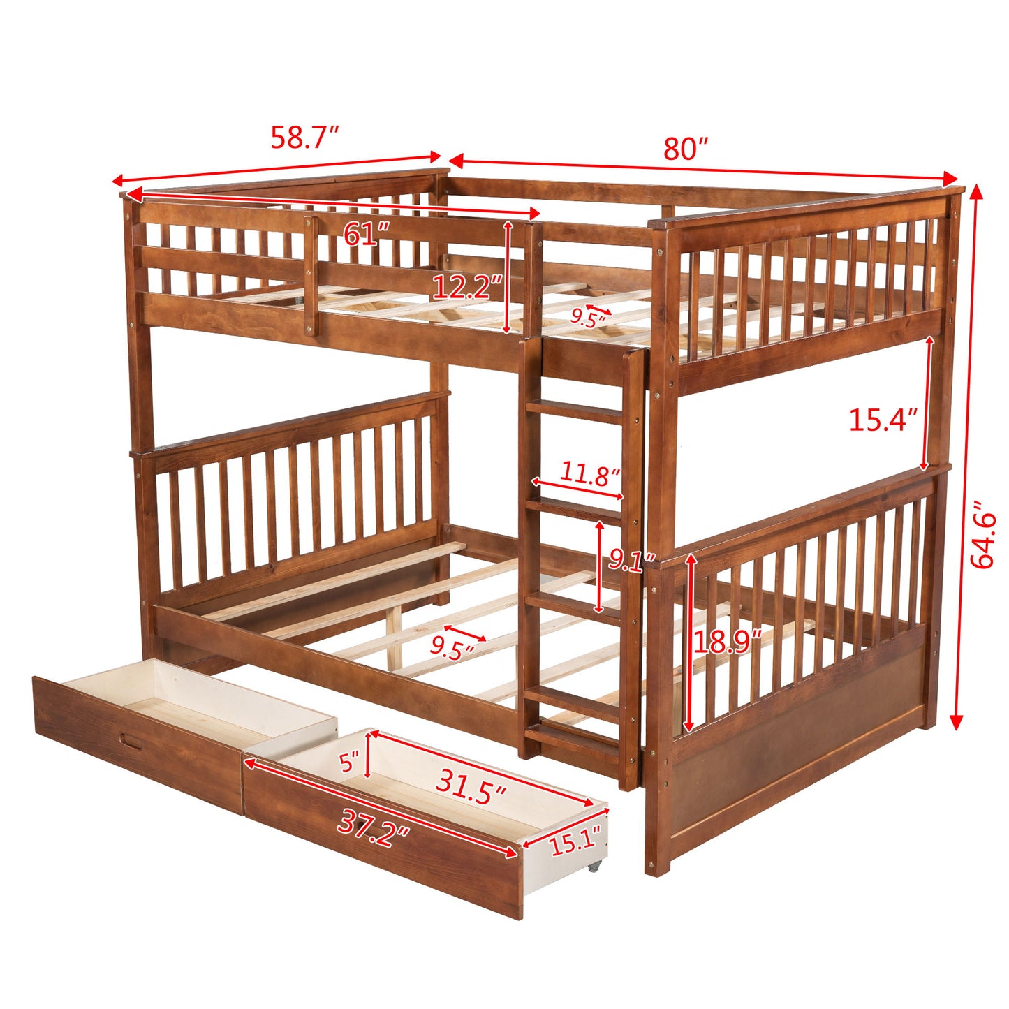Bunk Bed With Ladders And 2 Storage Drawers - The Sleep Loft - Online Mattress Showroom NYC