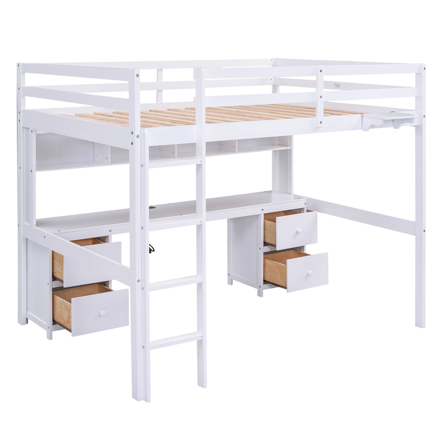 Loft Bed With Desk, Cabinets, Drawers, Charging Station And Bedside Tray - The Sleep Loft - Online Mattress Showroom NYC