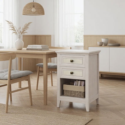 Nightstand With 2 Drawers Bedside Table