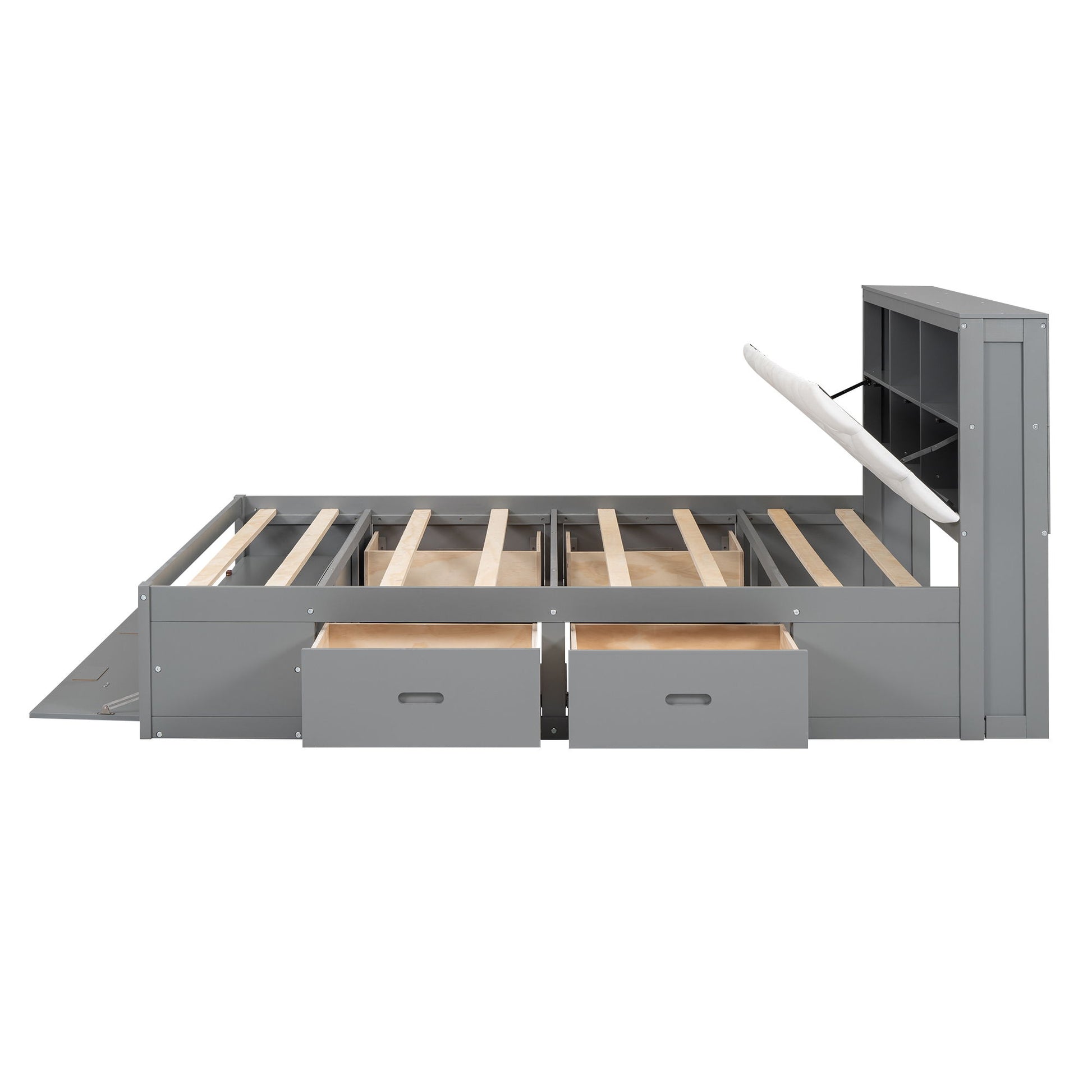 Platform Bed With Storage Headboard, Shoe Rack And 4 Drawers - The Sleep Loft - Online Mattress Showroom NYC