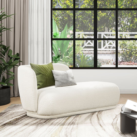 Aire - RAF Modern Rounded Chaise Lounge - Ivory White - The Sleep Loft - Online Mattress Showroom NYC