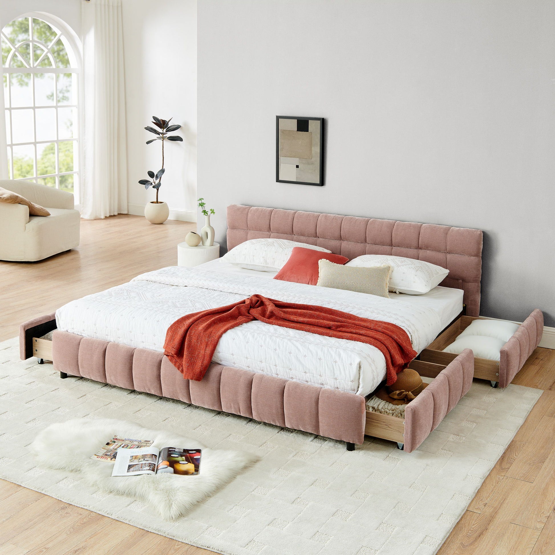 Modern Platform Bed Frame With Thick Fabric - The Sleep Loft - Online Mattress Showroom NYC