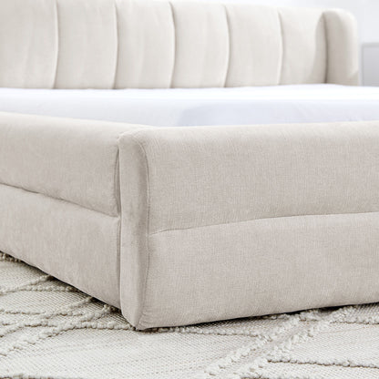 Modern Upholstered Bed Frame With Thick Fabric And Headboard - The Sleep Loft - Online Mattress Showroom NYC
