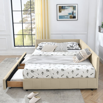 Mid-Century Storage Upholstered Tufted Bed Frame With Backrest And Armrests - The Sleep Loft - Online Mattress Showroom NYC
