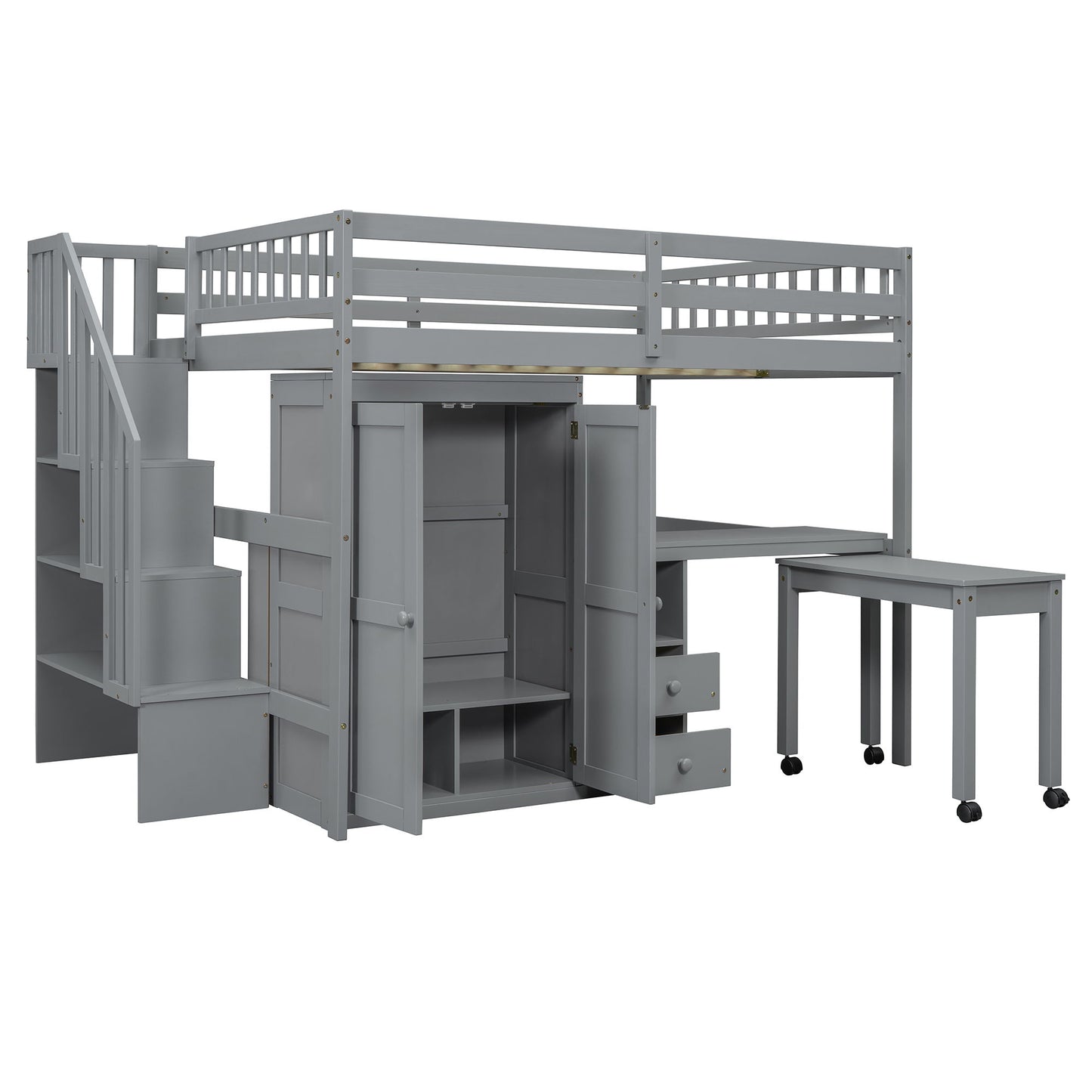 Loft Bed With Stairs, Bookshelf, Drawers, Desk & Wardrobe, Space Saving Multifunctional Furniture - The Sleep Loft - Online Mattress Showroom NYC