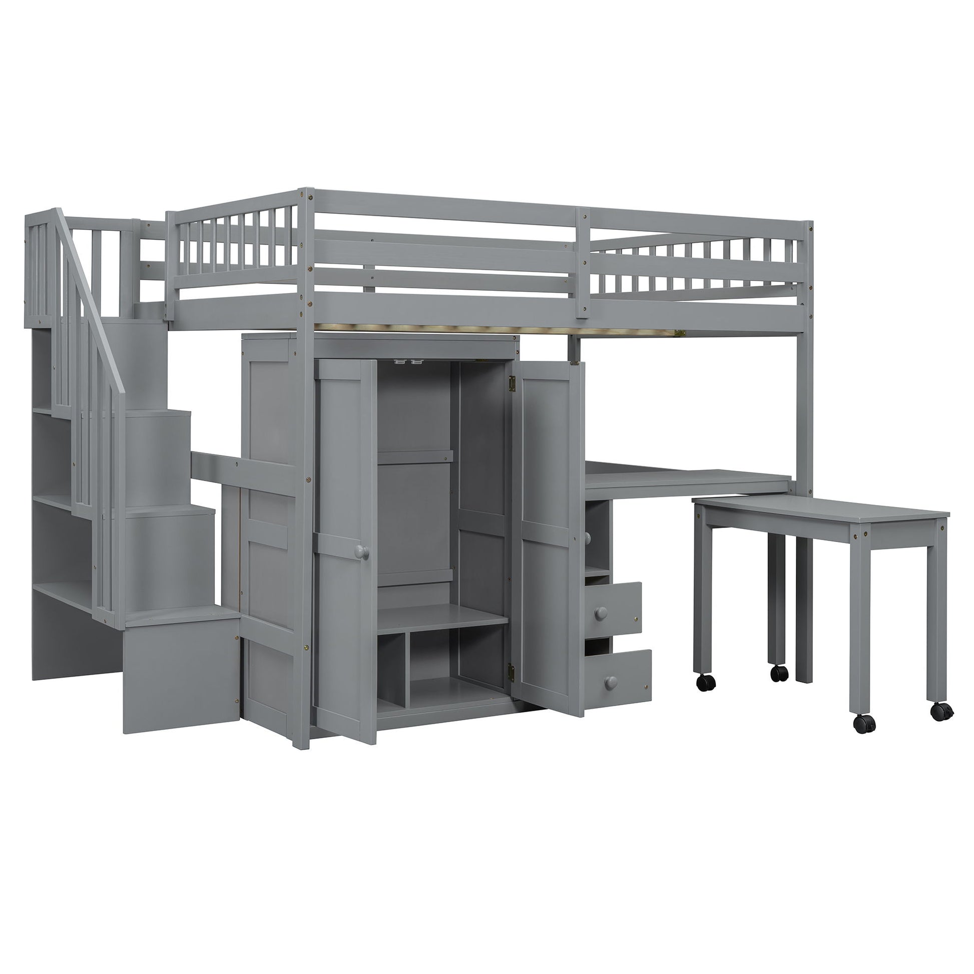 Loft Bed With Stairs, Bookshelf, Drawers, Desk & Wardrobe, Space Saving Multifunctional Furniture - The Sleep Loft - Online Mattress Showroom NYC