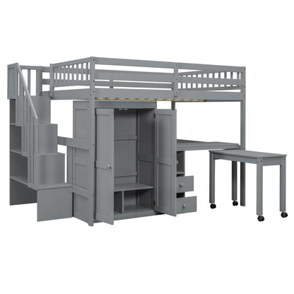 Loft Bed With Stairs, Bookshelf, Drawers, Desk & Wardrobe, Space Saving Multifunctional Furniture - The Sleep Loft - Online Mattress Showroom NYC