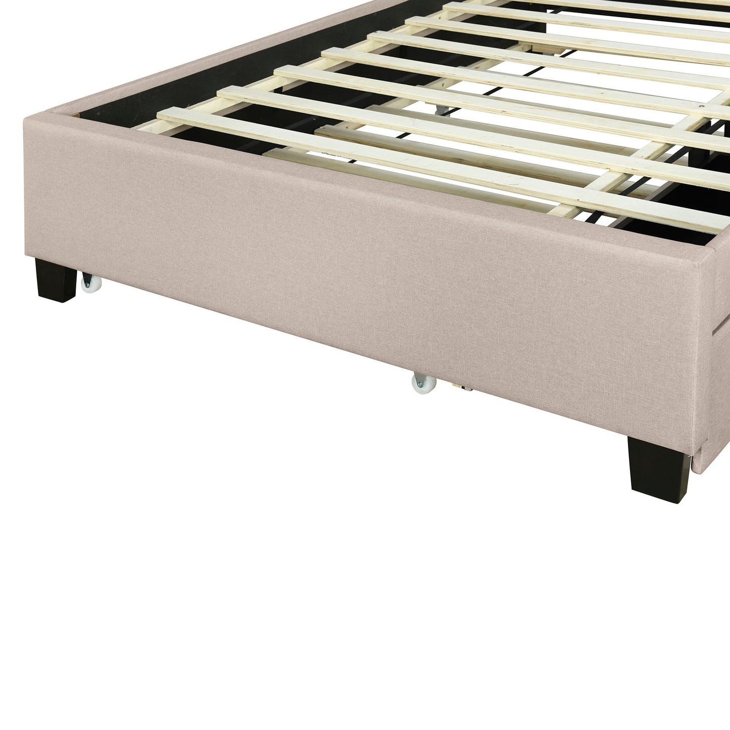 Upholstered Platform Bed With Storage Headboard, Trundle & 2 Drawers And A Set Of Sockets & USB Ports - The Sleep Loft - Online Mattress Showroom NYC