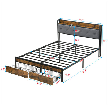Modern Bed Frame With LED Lights, Upholstered Headboard, USB Charging - The Sleep Loft - Online Mattress Showroom NYC