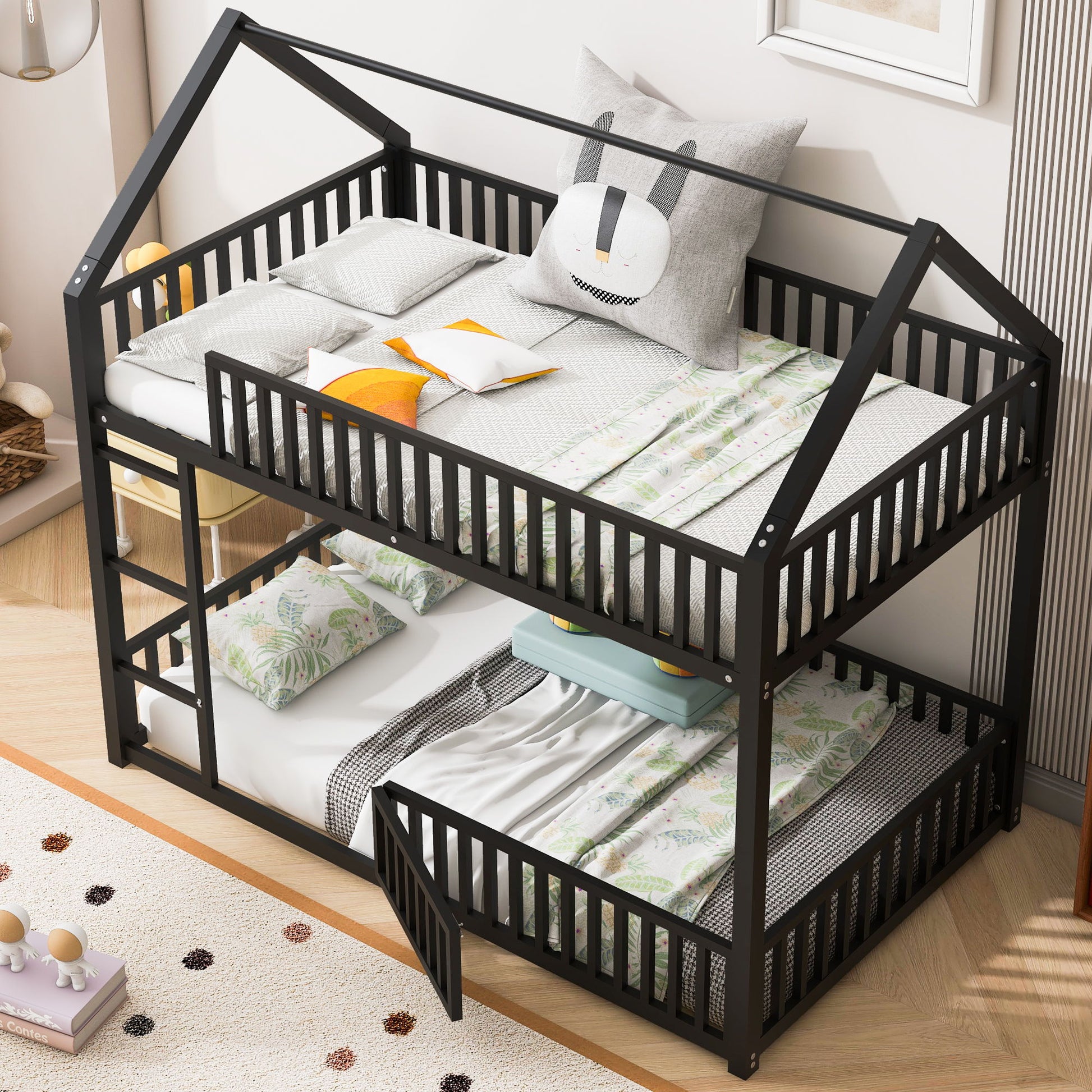 Metal House Bunk Bed With Fence And Door - The Sleep Loft - Online Mattress Showroom NYC