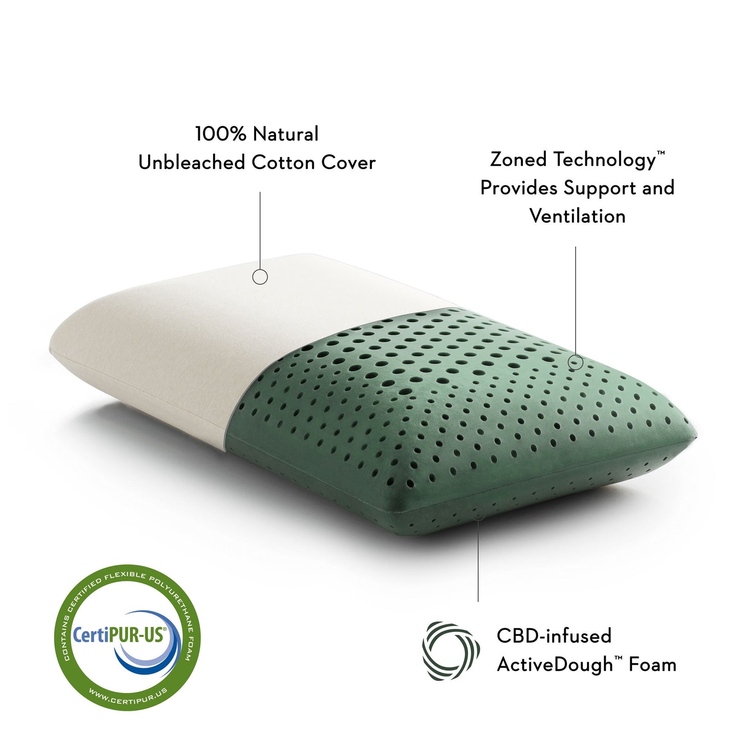 Zoned ActiveDough + Cannabidiol Infusion - Pillow - The Sleep Loft - Online Mattress Showroom NYC