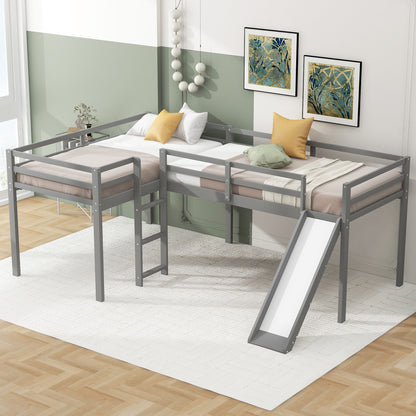L Shaped Loft Bed With Ladder And Slide - The Sleep Loft - Online Mattress Showroom NYC