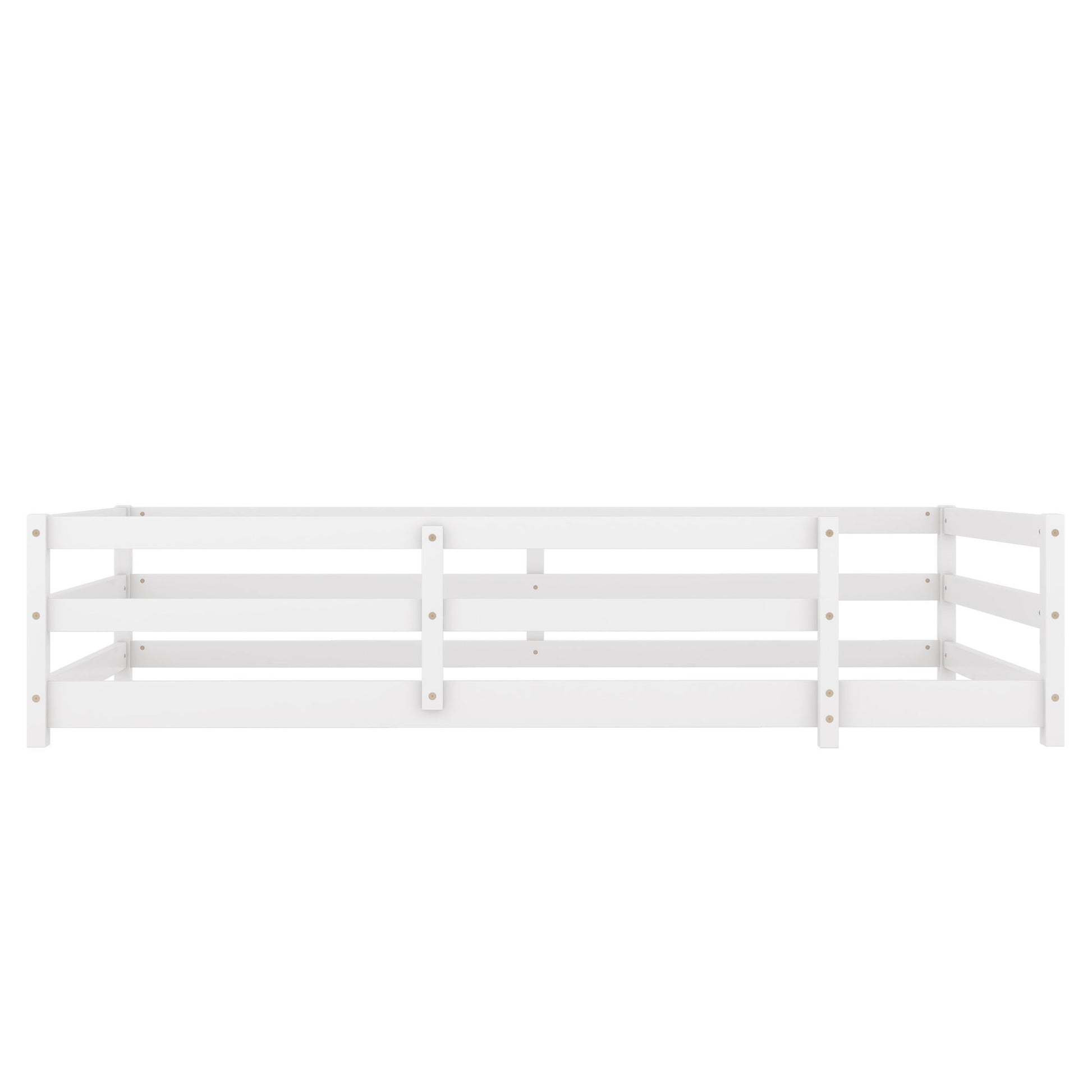 Twin Size Montessori Floor Bed With Fence - White - The Sleep Loft - Online Mattress Showroom NYC