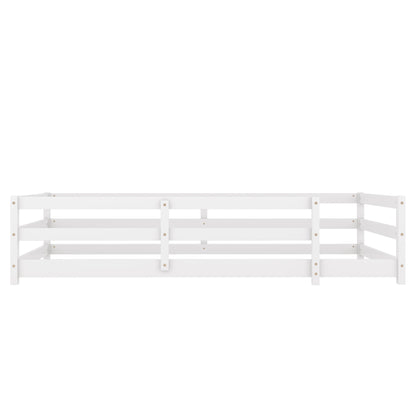 Twin Size Montessori Floor Bed With Fence - White - The Sleep Loft - Online Mattress Showroom NYC
