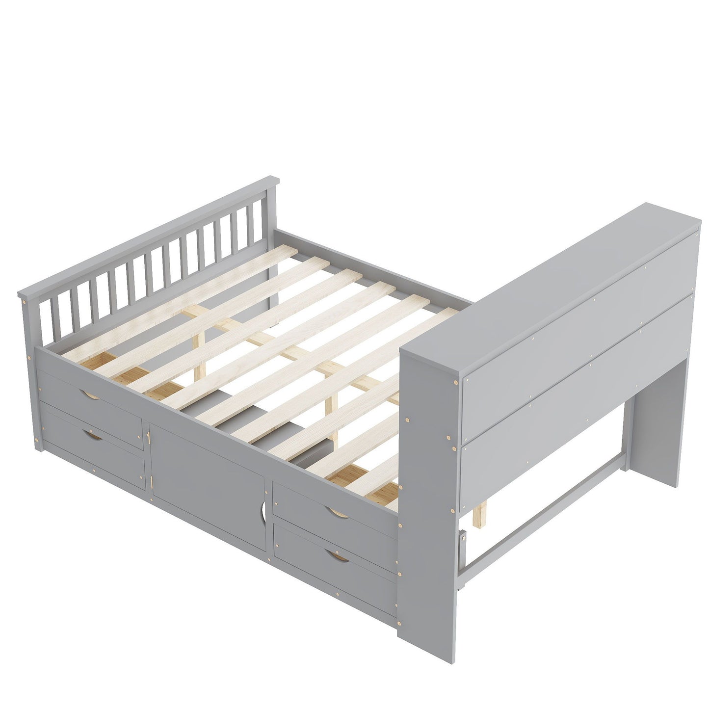 Captain Platform Bed Frame With Bookcase Headboard, 4 Drawers, Storage Shelves - The Sleep Loft - Online Mattress Showroom NYC