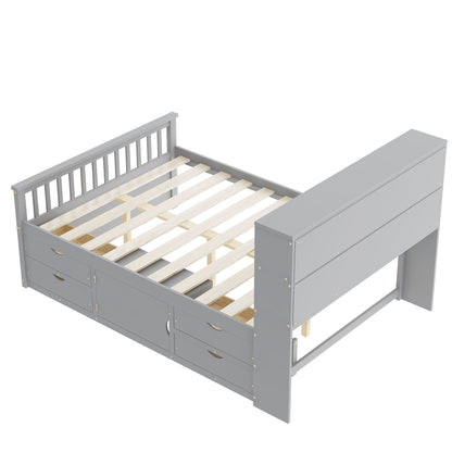 Captain Platform Bed Frame With Bookcase Headboard, 4 Drawers, Storage Shelves - The Sleep Loft - Online Mattress Showroom NYC