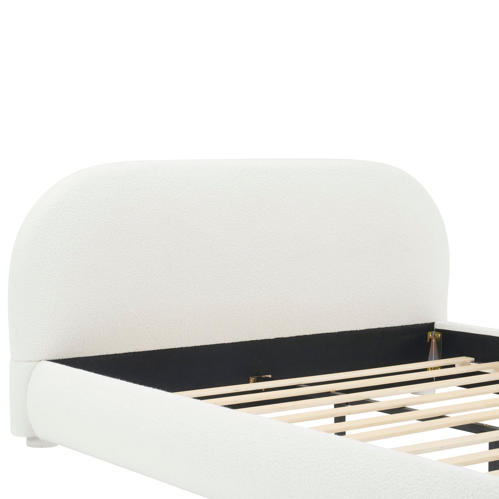 Upholstered Simple Modern Bedroom Bed With Curved Headboard - The Sleep Loft - Online Mattress Showroom NYC