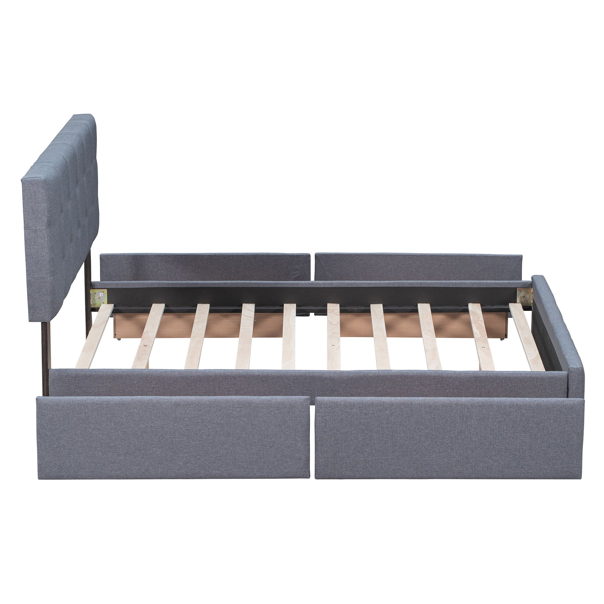 Upholstered Platform Bed With Classic Headboard And Drawers, No Box Spring Needed - The Sleep Loft - Online Mattress Showroom NYC