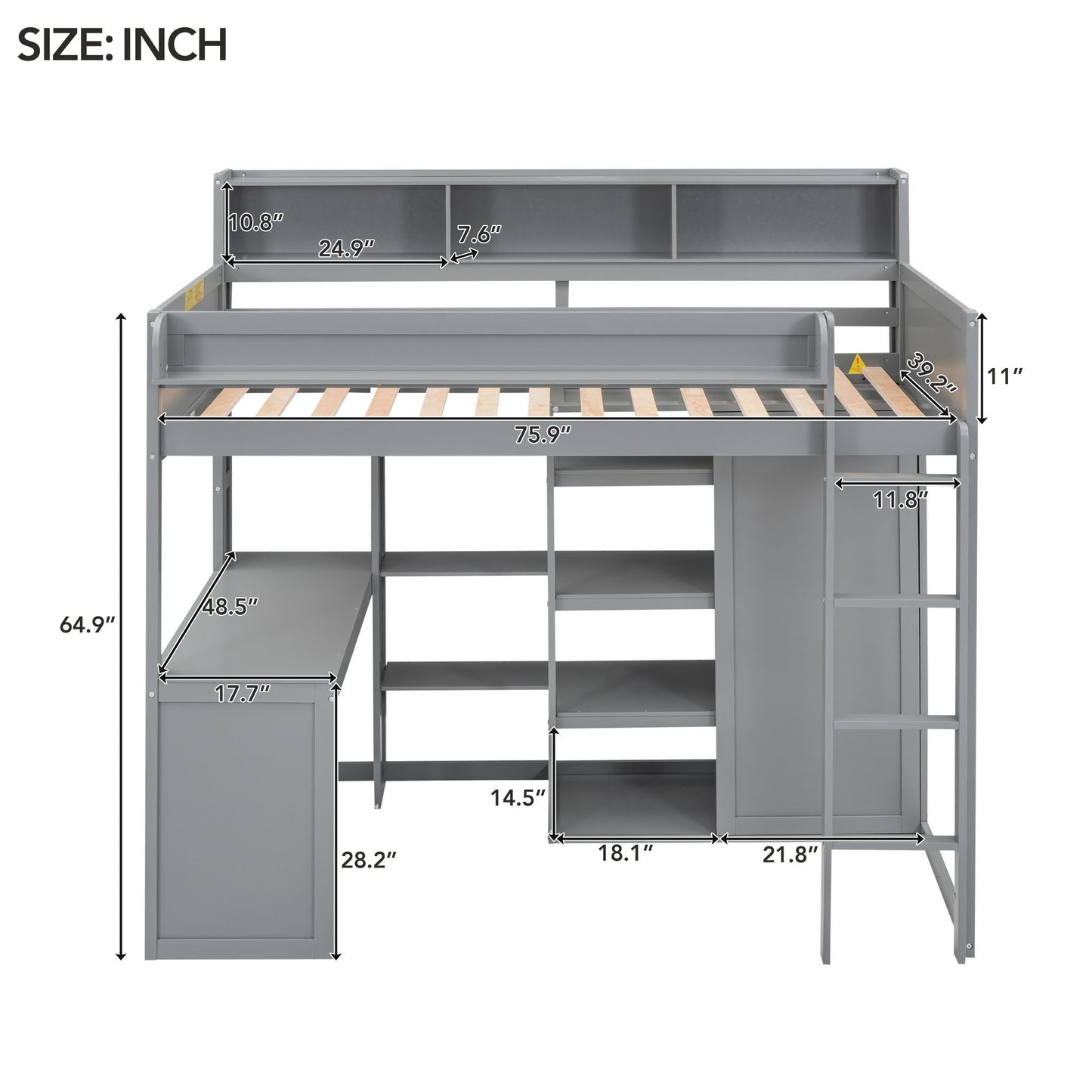 Loft Bed With Built In Desk, Storage Shelves, And Wardrobe - The Sleep Loft - Online Mattress Showroom NYC