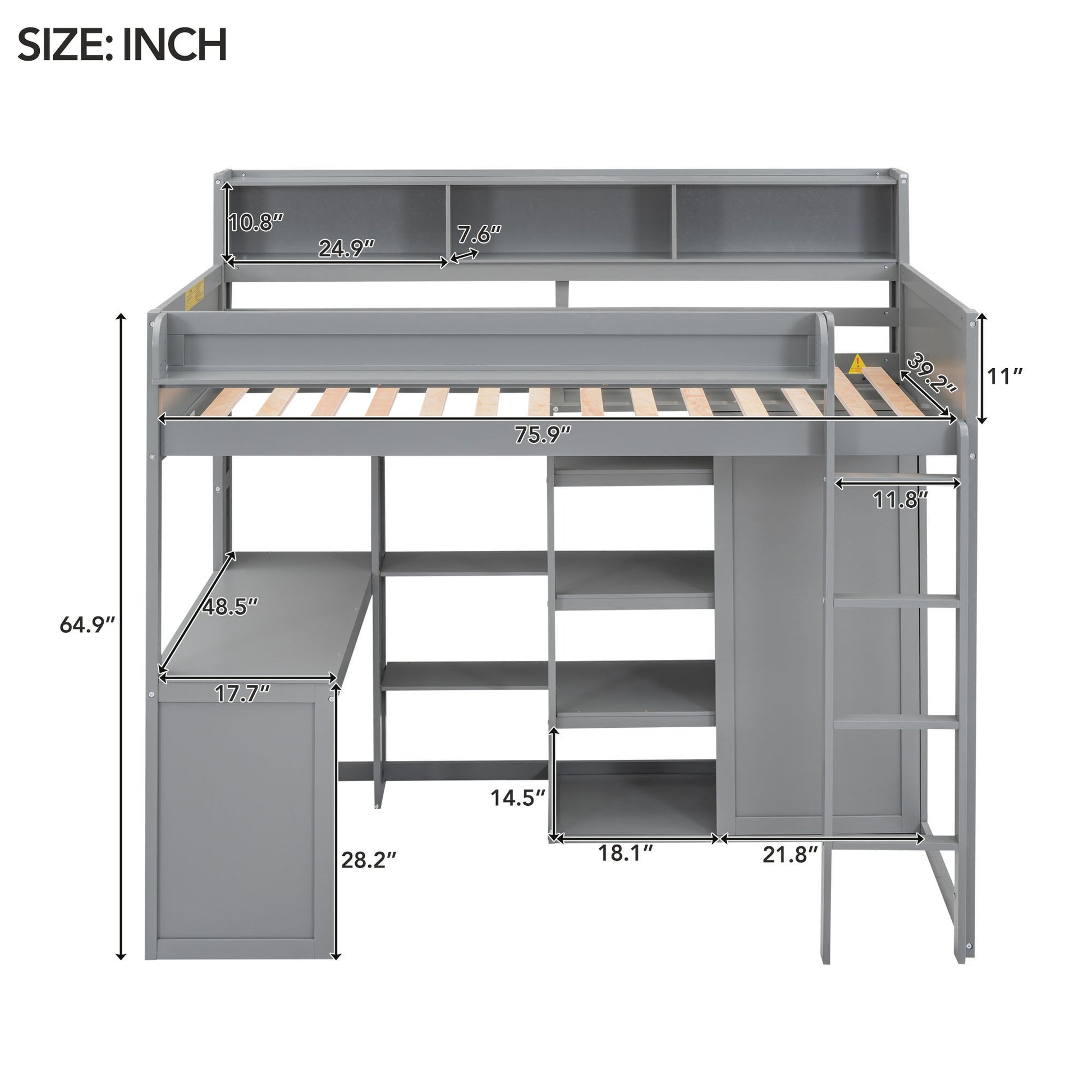 Loft Bed With Built In Desk, Storage Shelves, And Wardrobe - The Sleep Loft - Online Mattress Showroom NYC