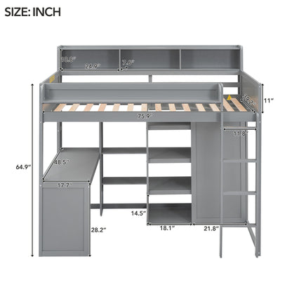 Loft Bed With Built In Desk, Storage Shelves, And Wardrobe - The Sleep Loft - Online Mattress Showroom NYC